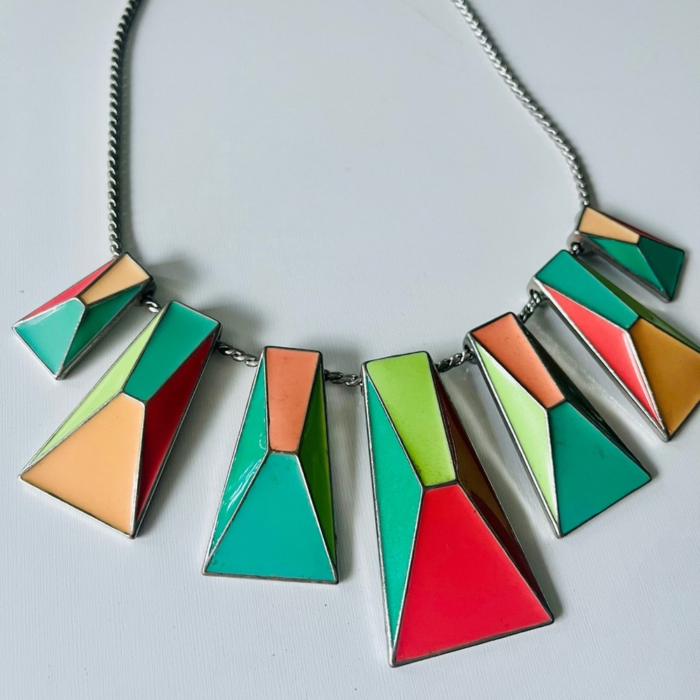 Zara Geometric Multicolor Statement Necklace - image 3